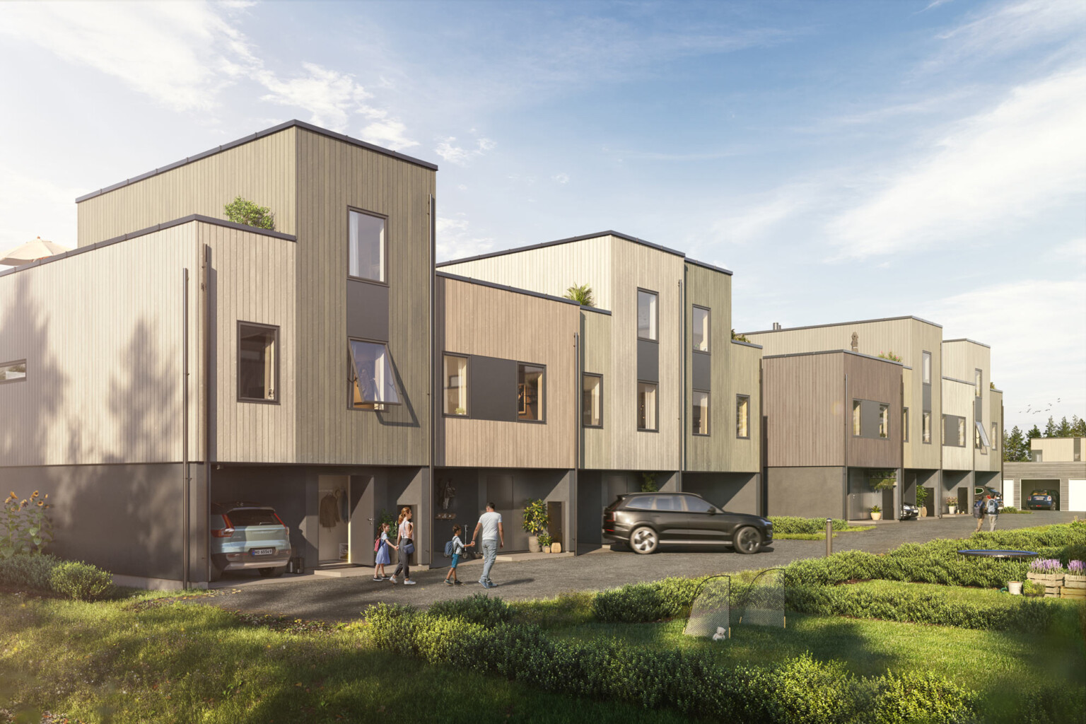 Rekkehus over to og tre etasjer med garasje - Kvitre