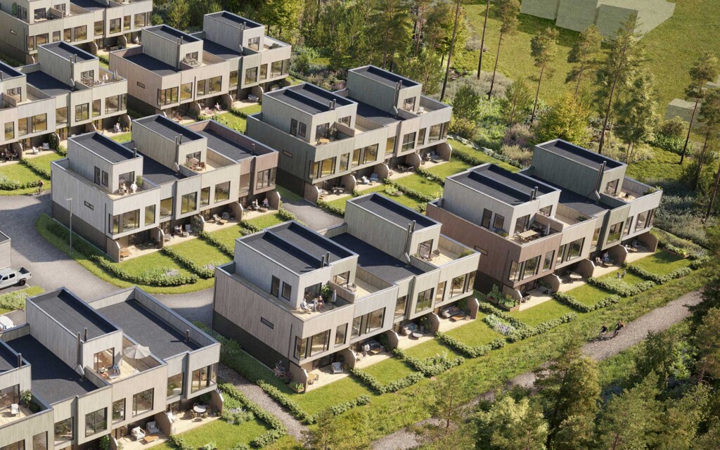 Rekkehus over to og tre etasjer med garasje - Kvitre